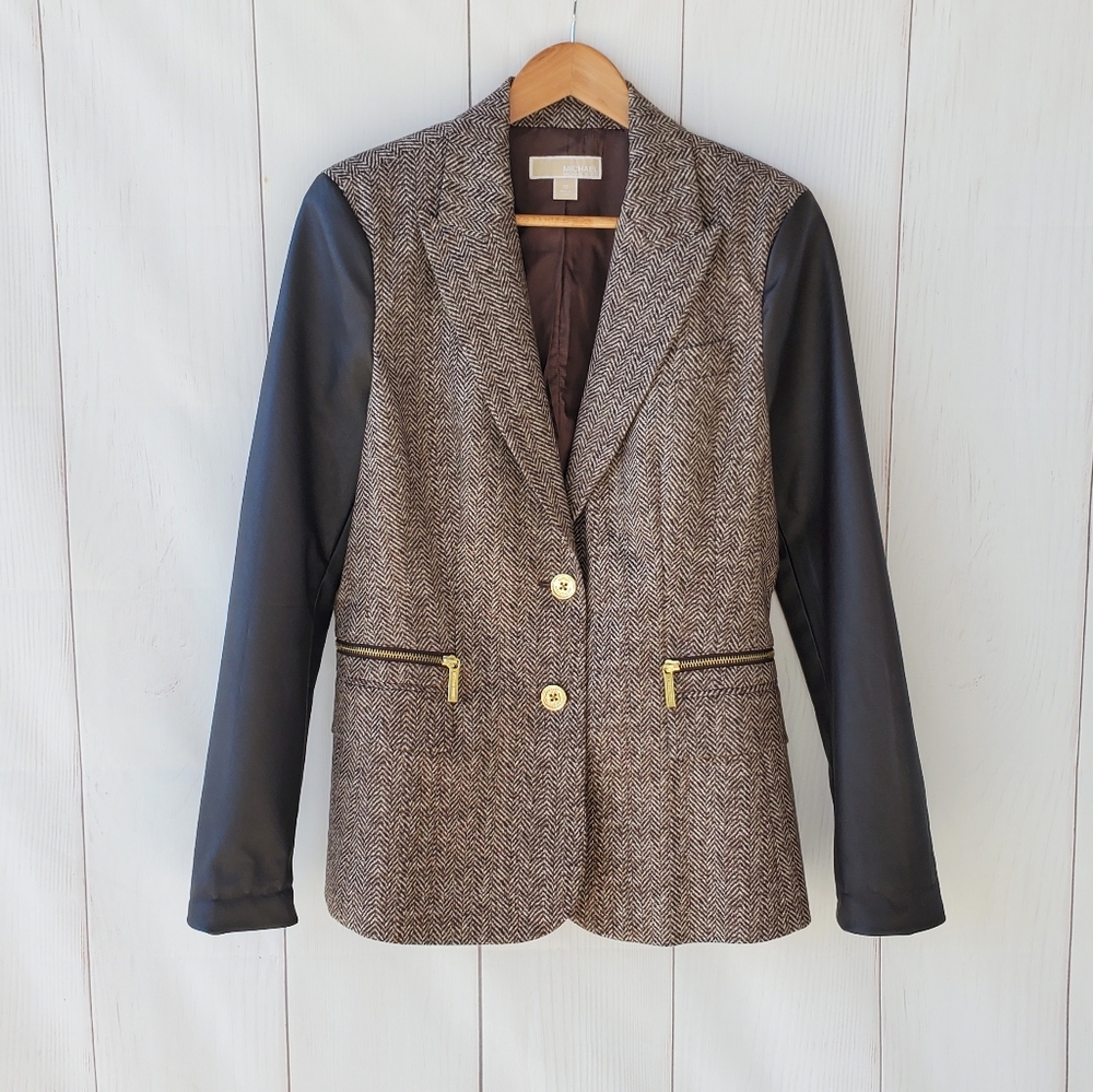 Michael Michael Kors brown Herringbone blazer